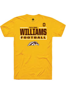 Tailique Williams Western Michigan Broncos Gold Football NIL Stacked Box Short Sleeve Player T Shi..