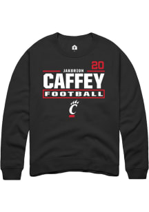 Jakorion Caffey Cincinnati Bearcats Mens Black Football NIL Stacked Box Player Crew