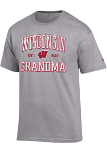 Champion Wisconsin Badgers Grey Est. Date Grandma Jersey Short Sleeve T Shirt