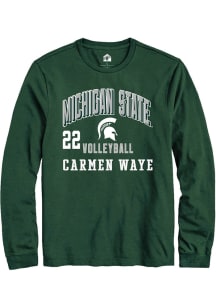 Carmen Waye Michigan State Spartans Green NIL Arch Logo Long Sleeve Player T Shirt