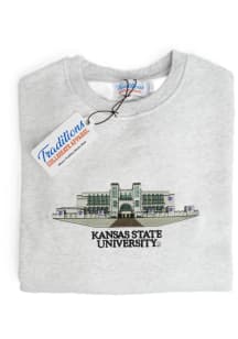 K-State Wildcats Mens Grey Campus Long Sleeve Crew Sweatshirt