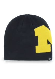 47 Michigan Wolverines Navy Blue Outsize Beanie Mens Knit Hat
