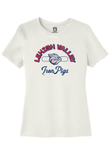 Summit Sportswear Lehigh Valley Ironpigs Womens White Vintage Arch Script Short Sleeve T-Shirt