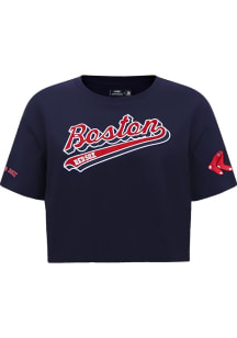 Pro Standard Boston Red Sox Womens Navy Blue Script Tail Short Sleeve T-Shirt