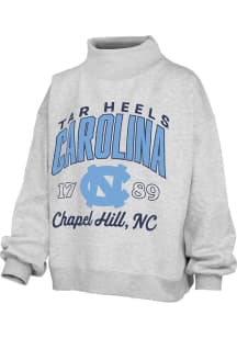 Pressbox North Carolina Tar Heels Womens Ash Lingo Mock Neck Crew Sweatshirt