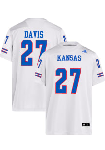 Taylor Davis  Adidas Kansas Jayhawks White NIL Name And Number Football Jersey