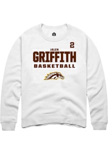 Jalen Griffith Western Michigan Broncos Mens White NIL Stacked Box Player Crew