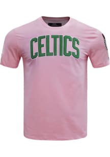 Pro Standard Boston Celtics Pink Chenille Short Sleeve Fashion T Shirt