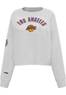 Pro Standard Los Angeles Lakers Womens White Classic Crew Sweatshirt
