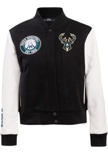 Pro Standard Milwaukee Bucks Womens Black Wool Varsity Heavy Weight Jacket