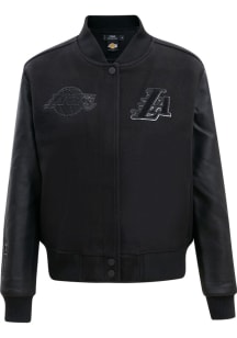 Pro Standard Los Angeles Lakers Womens Black Tonal Wool Varsity Heavy Weight Jacket