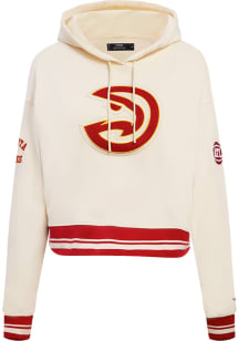 Pro Standard Atlanta Hawks Womens White Retro Classic Cropped Hooded Sweatshirt