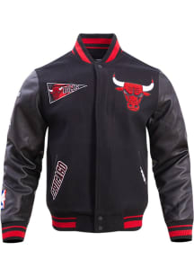 Mens Chicago Bulls Pro Standard Mens Retro Wool Varsity Heavyweight Jacket - Black