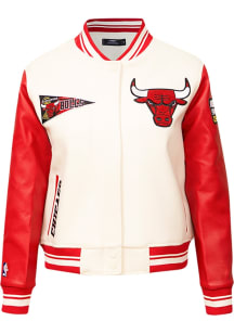 Pro Standard Chicago Bulls Womens White Retro Wool Varsity Heavy Weight Jacket