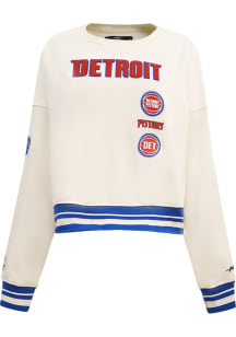 Pro Standard Detroit Pistons Womens White Retro Classic Crew Sweatshirt