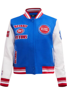 Pro Standard Detroit Pistons Womens Blue Retro Wool Varsity Heavy Weight Jacket