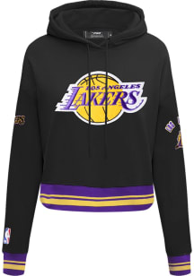 Pro Standard Los Angeles Lakers Womens Black Retro Classic Cropped Hooded Sweatshirt