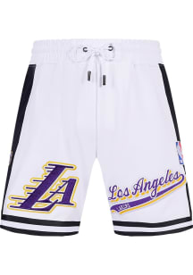 Pro Standard Los Angeles Lakers Mens White Script Tail Shorts