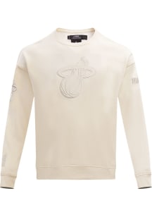Pro Standard Miami Heat Mens White Neutral Long Sleeve Crew Sweatshirt