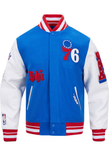 Mens Philadelphia 76ers Pro Standard Mens Old English Heavyweight Jacket - Blue