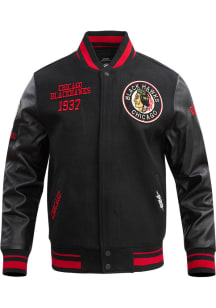 Mens Chicago Blackhawks Pro Standard Mens Retro Heavyweight Jacket - Black