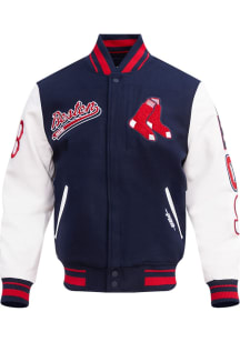 Pro Standard Atlanta Braves Mens Navy Blue Script Tail Satin Light Weight Jacket