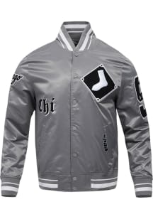 Pro Standard Chicago White Sox Mens Grey Old English Satin Light Weight Jacket