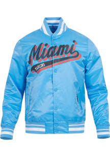 Pro Standard Miami Marlins Mens Blue Script Tail Satin Light Weight Jacket