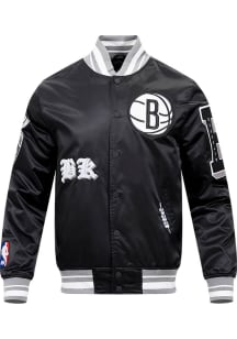 Pro Standard Brooklyn Nets Mens Black Old English Satin Light Weight Jacket