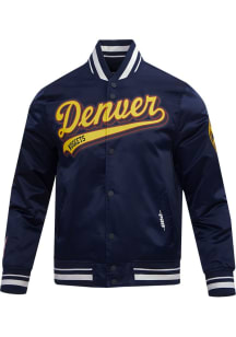 Pro Standard Denver Nuggets Mens Navy Blue Script Tail Satin Light Weight Jacket