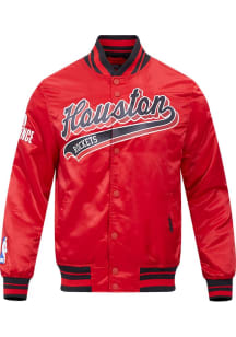 Pro Standard Houston Rockets Mens Red Script Tail Satin Light Weight Jacket