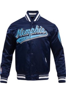 Pro Standard Memphis Grizzlies Mens Navy Blue Script Tail Satin Light Weight Jacket