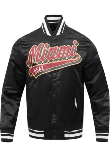 Pro Standard Miami Heat Mens Black Script Tail Satin Light Weight Jacket