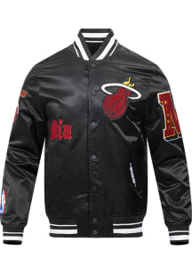 Pro Standard Miami Heat Mens Black Old English Satin Light Weight Jacket