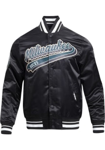 Pro Standard Milwaukee Bucks Mens Black Script Tail Satin Light Weight Jacket