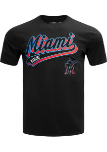 Pro Standard Miami Marlins Black Script Tail Short Sleeve T Shirt