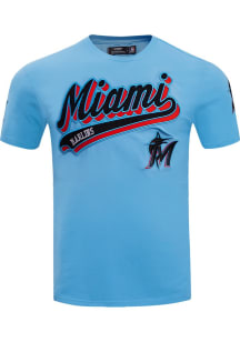 Pro Standard Miami Marlins Blue Script Tail Short Sleeve T Shirt