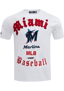 Pro Standard Miami Marlins White Old English Short Sleeve T Shirt