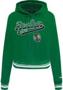 Pro Standard Boston Celtics Womens Kelly Green Script Tail Cropped Hooded Sweatshirt