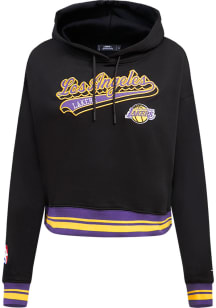 Pro Standard Los Angeles Lakers Womens Black Script Tail Cropped Hooded Sweatshirt