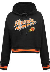 Pro Standard Phoenix Suns Womens Black Script Tail Cropped Hooded Sweatshirt
