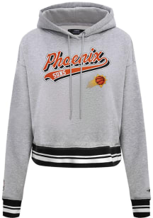 Pro Standard Phoenix Suns Womens Grey Script Tail Cropped Hooded Sweatshirt