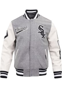 Pro Standard Chicago White Sox Womens Grey Script Tail Varsity Heavy Weight Jacket