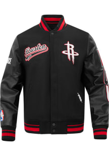 Pro Standard Houston Rockets Womens Black Script Tail Varsity Heavy Weight Jacket
