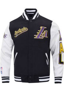 Pro Standard Los Angeles Lakers Womens Black Script Tail Varsity Heavy Weight Jacket