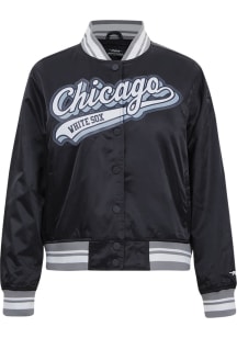 Pro Standard Chicago White Sox Womens Black Script Tail Satin Light Weight Jacket