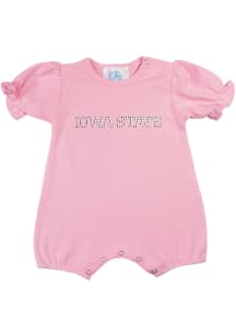 Iowa State Cyclones Baby Pink Clear Stones Short Sleeve One Piece