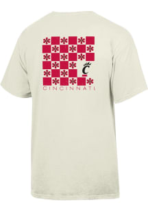 Cincinnati Bearcats Womens Ivory Checkered Flowers Short Sleeve T-Shirt