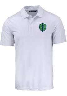 Cutter and Buck Seattle Sounders FC Mens White Prospect Short Sleeve Polo