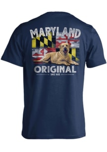 Maryland Navy Blue Faded Flag Lab Short Sleeve Fashion T Shirt
